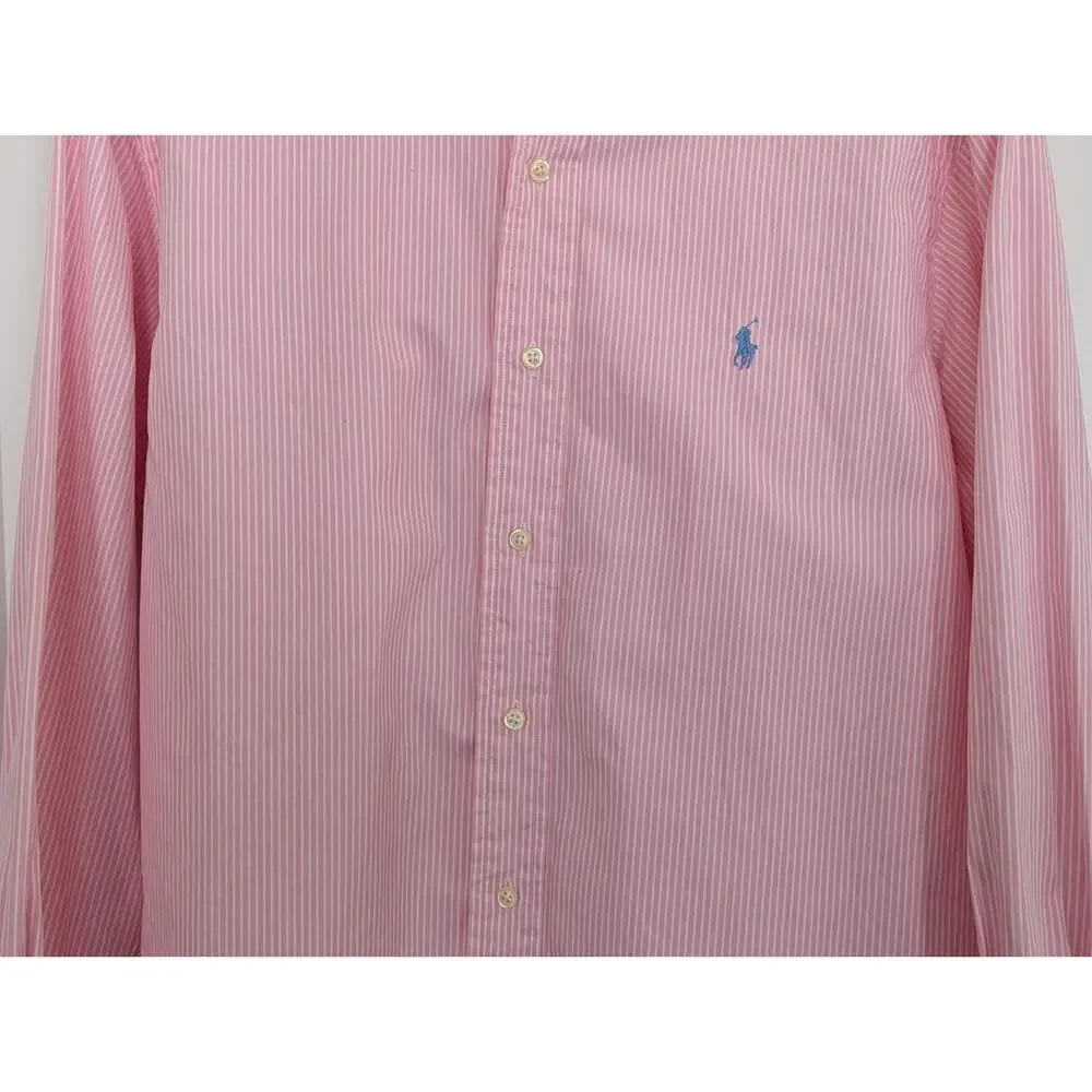 Polo Ralph Lauren Men’s Shirt Classic Fit 16.5 32/33 Cotton Pink White Stripe